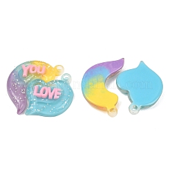 2 шт. полупрозрачные подвески из смолы с градиентным цветом&nbsp;RESI-XCP0002-41A