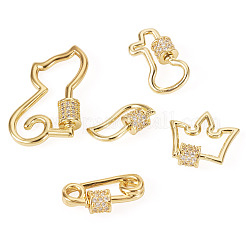 Латунь микропаве прозрачный кубический цирконий винт карабин брелоки KK-TA0002-47A