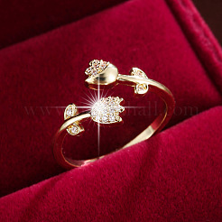 Offene Manschettenringe aus Messing mit Mikropavé und Zirkonia für Damen&nbsp;WGD019A-01