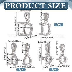3 Stück 3 Stile rhodiniert Rack Plating 925 Sterling Silber Anhänger Cabochon-Einstellungen&nbsp;STER-PH0002-37
