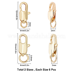 12шт 2 стильные латунные застежки-лобстеры&nbsp;KK-SC0002-26