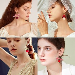 バレンタインデーのDIYファッションイヤリング作りキット123個  群がるアクリルビーズとペンダントを含む  サテンリボン  ガラスパールビーズ  真鍮のピアスフック  ミックスカラー  10.5~11x12x5mm  穴：1.8mm  6個/箱&nbsp;DIY-SC0013-93