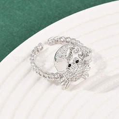 Латунные микро проложить манжеты кольца кубического циркония RJEW-P167-02B-P