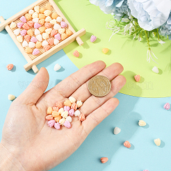 5色染め合成珊瑚彫刻ビーズ100個  DIYのジュエリーには  ジャスミンの花  ミックスカラー  8~9x6~7.5mm  穴：1~1.2mm  20個/カラー&nbsp;CORA-SZ0001-02