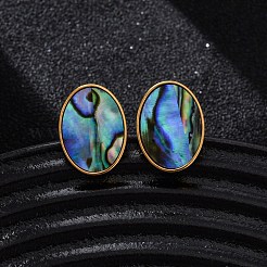 Серьги-гвоздики из натуральной ракушки пауа из нержавеющей стали 304&nbsp;EJEW-Z103-13G