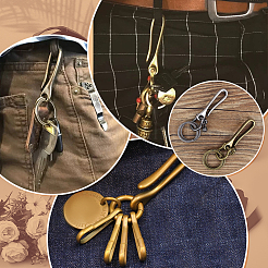 U-образные латунные застежки с крючками для ключей KK-PH0012-37