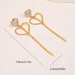 Boucles d'oreilles pendantes en acier inoxydable 304 avec strass pour femmes&nbsp;DD2048