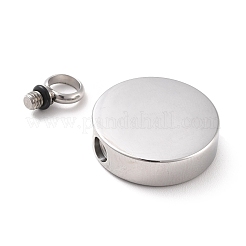 変色しない304ステンレススチール製の壷/香水ペンダント  フラットラウンド  ステンレス鋼色  26x20x5.5mm  穴：5mm&nbsp;STAS-D179-17P