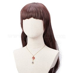 5 個 5 スタイル月と星の惑星天然赤瑪瑙ペンダント ネックレス セット  女性のための真鍮のアクセサリー  ゴールドカラー  混合模様  17.52インチ（44.5cm）  1個/スタイル&nbsp;NJEW-JN03937
