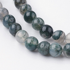 Природные моховой агат нитей бисера G-G735-62-6mm