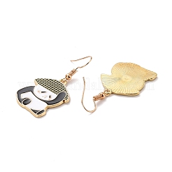 Orecchini pendenti in smalto panda per donna&nbsp;EJEW-Z015-14