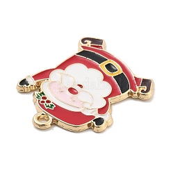 クリスマステーマ合金エナメルペンダント  ライトゴールド  サンタクロース  28x25x1.5mm  穴：1.6mm&nbsp;X1-ENAM-D060-04H