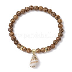 4шт. деревянные круглые бусины браслеты с подвесками для женщин&nbsp;BJEW-JB11646