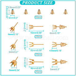 60 шт. фурнитура для сережек-гвоздиков из нержавеющей стали 304 3 размера STAS-NB0001-76