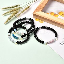 Bracciale elasticizzato con diffusore di olio di roccia lavica naturale perline di meditazione per gioielli da uomo e da donna&nbsp;BJEW-JB06721