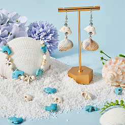 100 шт. нити синтетических бирюзовых бусин 2 цветов G-SC0002-84