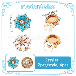 4 шт. 2-х цветные запонки из сплава со стразами HJEW-NB00210