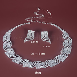 Комплекты цепочек и серег-гвоздиков с кристаллами из латуни и стразами FS-WG98015-01