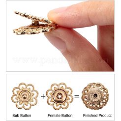 合金スナップボタン  ソーイングアクセサリーボックスコンテナ付き  花  ミックスカラー  20.5x4mm  穴：3mm  24セット /箱&nbsp;SNAP-NB0001-01