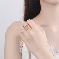 Овальные латунные кольца с микропаве из прозрачных кубических цирконий для женщин&nbsp;FS-WGE5686-01