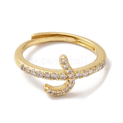 Anillos ajustables con letras árabes de circonia cúbica de latón chapado en estante para mujer&nbsp;RJEW-S407-10G-03