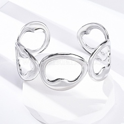 女性用304ステンレススチールカフバングル  ステンレス鋼色  1-1/8インチ（3cm）  内径：2-1/8インチ（5.5cm）&nbsp;BJEW-D306-07P