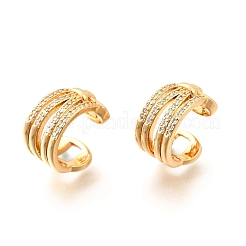 Латунные серьги-манжеты из прозрачного кубического циркония&nbsp;EJEW-F370-03G