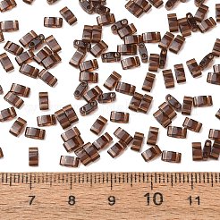 MIYUKIハーフティラビーズ  日本製シードビーズ  2の穴  （htl135)透明ルートビア  5x2.3x1.9mm  穴：0.8mm  約12500個/500g&nbsp;SEED-MY05-HTL135