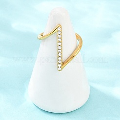 Bagues en acier inoxydable 304 ornées de strass pour femmes&nbsp;SA-CBA45D5-28B-G