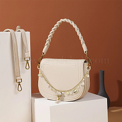 Cadenas decorativas para bolsos de acero inoxidable 304 con borlas de concha natural galvanizada y perlas de imitación de plástico ABS y aleación.&nbsp;HJEW-BM00057