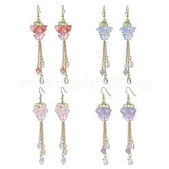 Прозрачные двухцветные серьги-подвески из стекла и акрила&nbsp;EJEW-JE06923