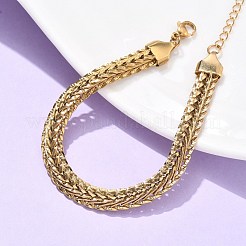 Браслеты из нержавеющей стали 304 пшеничные цепочки для женщин&nbsp;BJEW-C103-04G