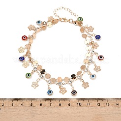 Сплав кристалл горный хрусталь диск смола сглаз кисточка двухслойные браслеты для женщин AJEW-A069-02G