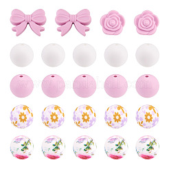 34 pièces 6 styles de perles de silicone&nbsp;SIL-TA0003-51A