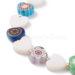 Braccialetto di perline fiore cuore colorato per ragazze donne&nbsp;BJEW-TA00030