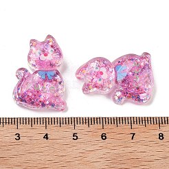 Cabochons décodés chaton bowknot en résine transparente&nbsp;RESI-M045-07B