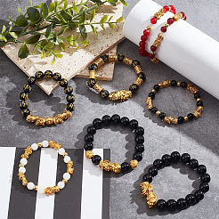 8шт. 8 стиля браслетов из искусственной смолы и сплава с бусинами пиксиу BJEW-AN0001-41