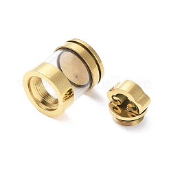 イオンプレーティング（IP）304ステンレスペンダント  ガラスと  コラム  ゴールドカラー  21x12.5mm  穴：4x3.5mm&nbsp;STAS-D097-02G