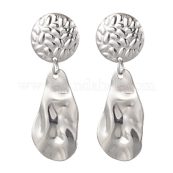 Серьги-гвоздики в форме капли с плоскими круглыми подвесками из нержавеющей стали 304 EJEW-JE06753