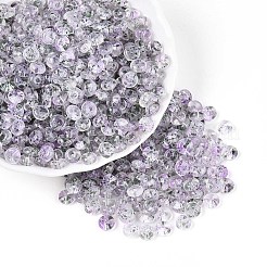 ベーキングペイント透明ガラスビーズ  ロンデル  ラベンダー  6x3mm  穴：1.2mm  約2368個/ポンド&nbsp;DGLA-T004-07B