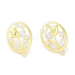 Фурнитура для серег-гвоздиков из латуни с паве из прозрачного кубического циркония KK-F875-04G