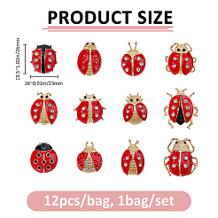 1 пакетик эмалевых булавок в виде божьей коровки&nbsp;JEWB-FH0002-56