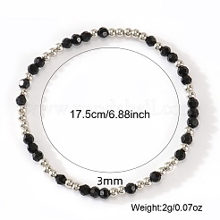 Pulseras elásticas de cuentas de vidrio y acero inoxidable 304 para mujer&nbsp;AN7513-2