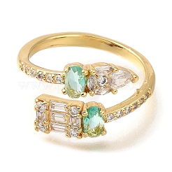 Открытые манжеты из латуни с микро-паве и кубическим цирконием для женщин RJEW-M022-37G