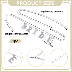 Кулон из сплава со стразами и надписью «невеста» из железа&nbsp;NJEW-GA00006