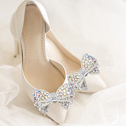 2 шт. железных украшений для обуви со стразами в виде банта AJEW-MA0001-03