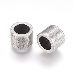 304ステンレススチールビーズ  大穴ビーズ  コラム  アンティークシルバー  10x8mm  穴：6.5mm&nbsp;STAS-E144-027AS
