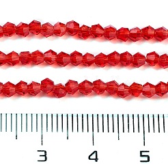 オーストリアの水晶の模造品5301 双円錐形ビーズ  カット加工ガラスビーズ連売り  レッド  2.9~3.3x2mm  穴：0.5mm  約135~140個/連  38~40cm&nbsp;GLAA-S026-2mm-11