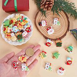 64 шт. 16 стиля новогодняя елка/снеговик/сумка/носок/Санта-Клаус/олень/конфетная трость/камин непрозрачная смола декоден кабошоны&nbsp;RESI-SC0005-74