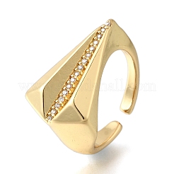 Открытые кольца манжеты из латуни с микропаве и кубическим цирконием RJEW-D313-12G